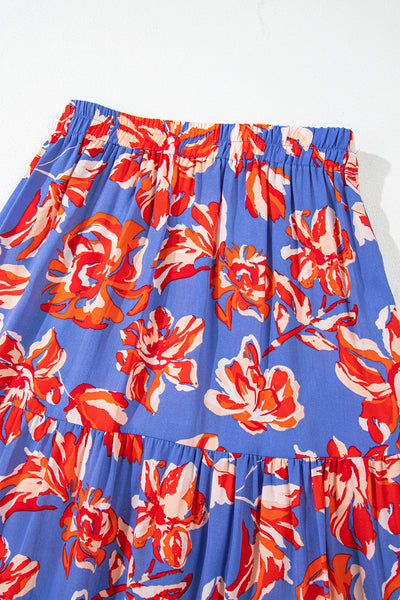 Sunset Bloom Tiered Maxi Skirt