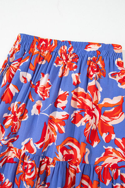 Sunset Bloom Tiered Maxi Skirt