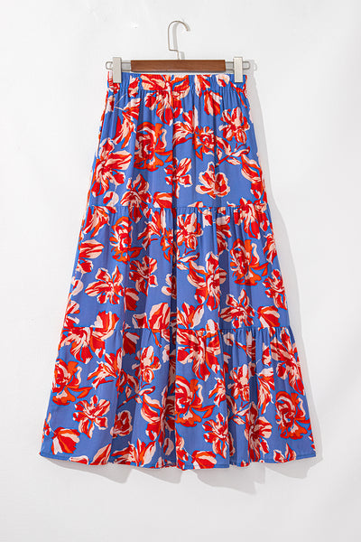 Sunset Bloom Tiered Maxi Skirt