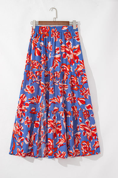 Sunset Bloom Tiered Maxi Skirt