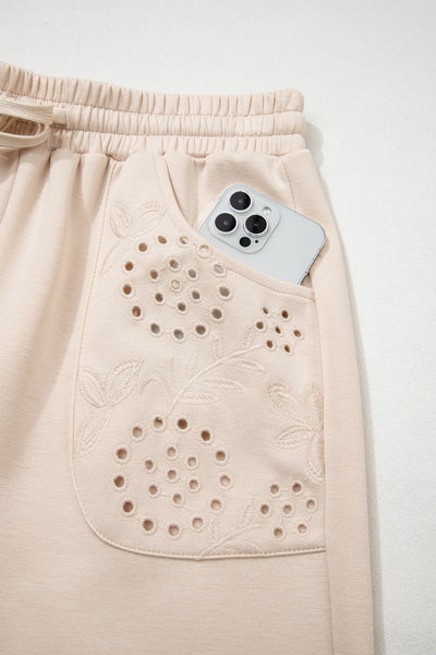 Ivory Bloom Eyelet Joggers