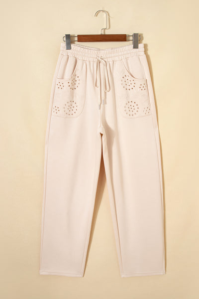Ivory Bloom Eyelet Joggers