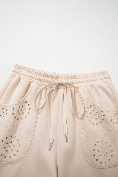 Ivory Bloom Eyelet Joggers