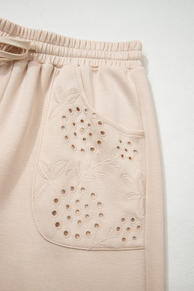 Ivory Bloom Eyelet Joggers