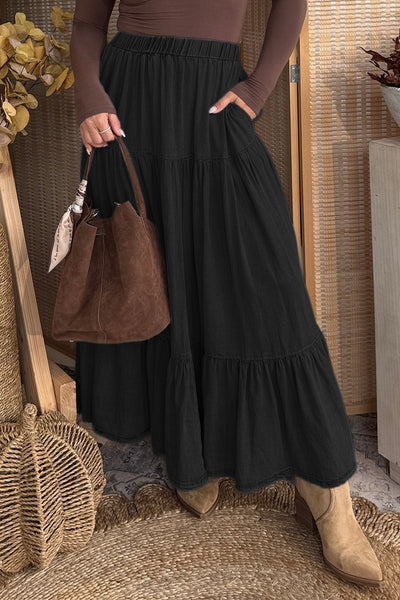 Midnight Meadow Tiered Maxi Skirt