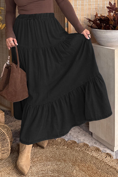 Midnight Meadow Tiered Maxi Skirt