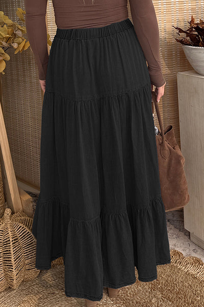Midnight Meadow Tiered Maxi Skirt