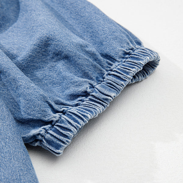 Denim Bow Peplum Top