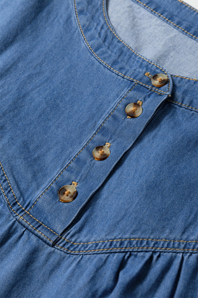 Denim Darling Peasant Top