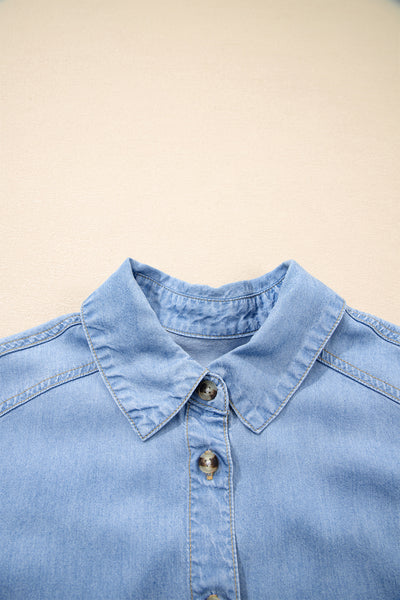 Ruffled Chambray Peplum Shirt