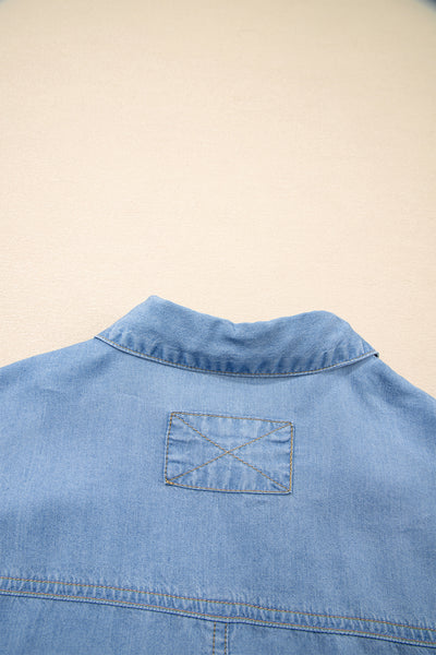 Ruffled Chambray Peplum Shirt