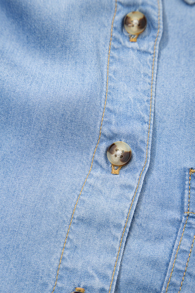 Ruffled Chambray Peplum Shirt