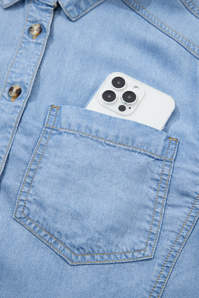 Ruffled Chambray Peplum Shirt
