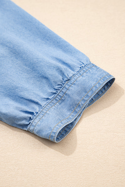 Ruffled Chambray Peplum Shirt