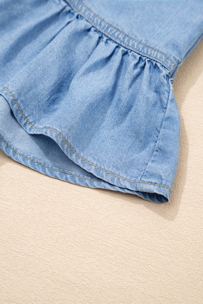 Ruffled Chambray Peplum Shirt