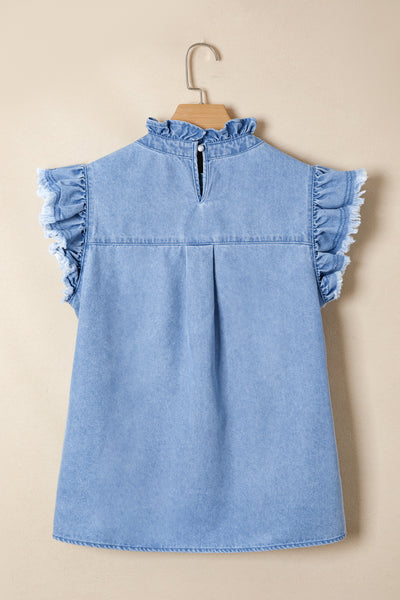 Denim Dream Ruffle Flutter Top