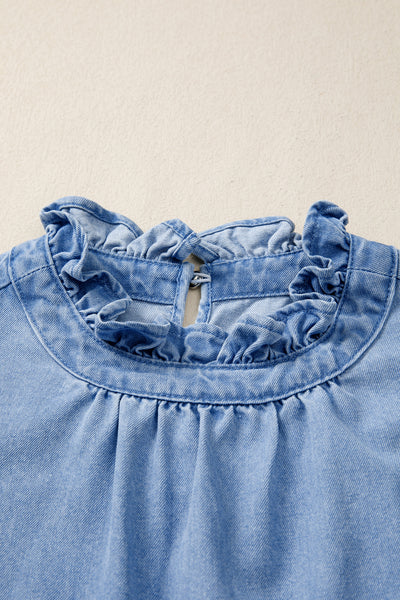 Denim Dream Ruffle Flutter Top