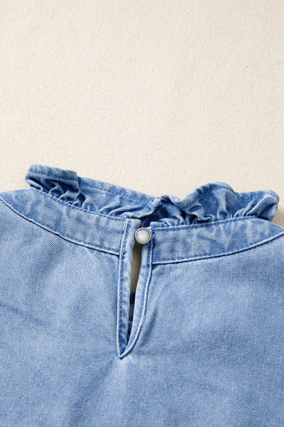Denim Dream Ruffle Flutter Top