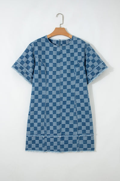 Denim Checkboard Breeze Shift Dress