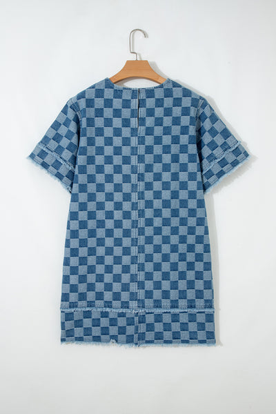 Denim Checkboard Breeze Shift Dress