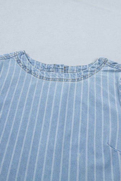 Coastal Breeze Pinstripe Denim Dress