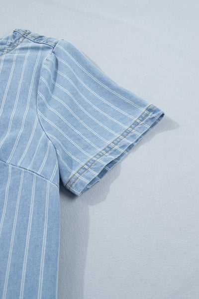 Coastal Breeze Pinstripe Denim Dress