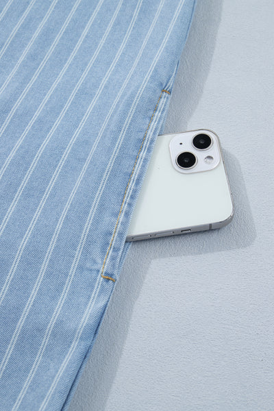 Coastal Breeze Pinstripe Denim Dress