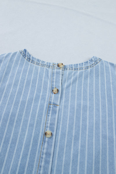 Coastal Breeze Pinstripe Denim Dress