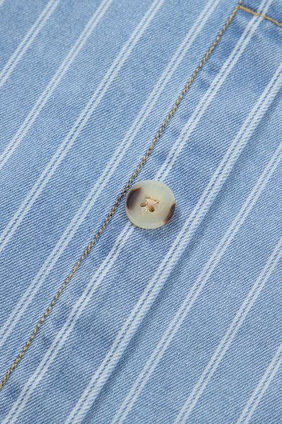 Coastal Breeze Pinstripe Denim Dress