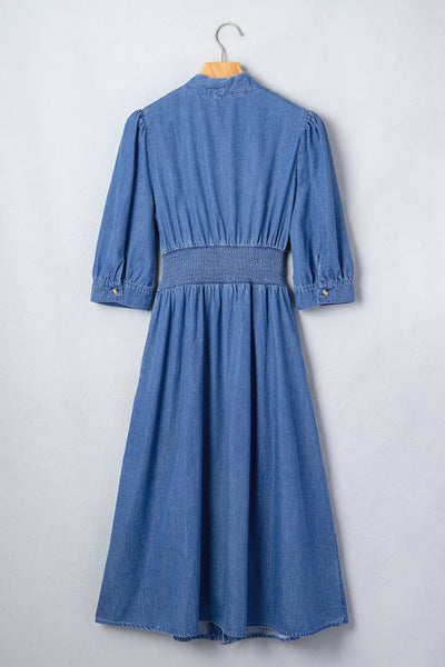 Blue Belle Zip Denim Midi Dress
