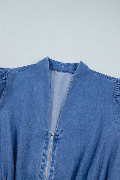 Blue Belle Zip Denim Midi Dress