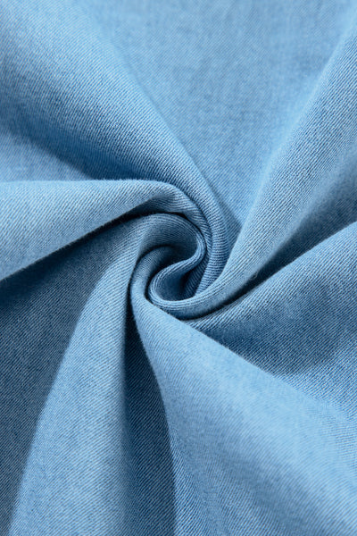 Sky Denim Ruffle Yoke Shirt Dress