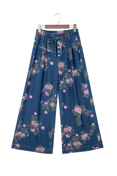 Midnight Rose Denim Palazzo Pants