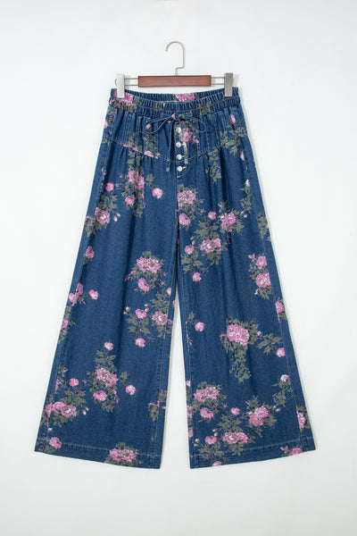 Midnight Rose Denim Palazzo Pants