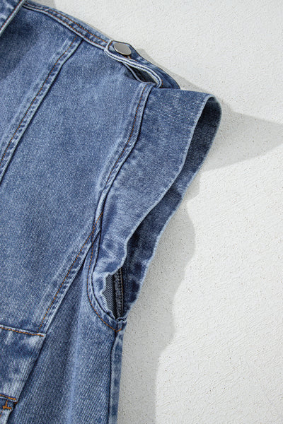 Denim Cargo Crop Vest