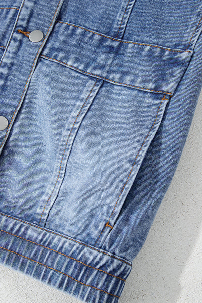 Denim Cargo Crop Vest