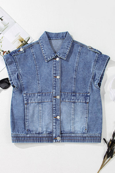 Denim Cargo Crop Vest