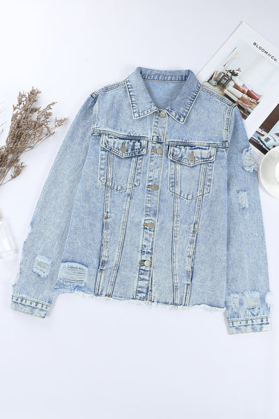 Rebel Edge Distressed Denim Jacket