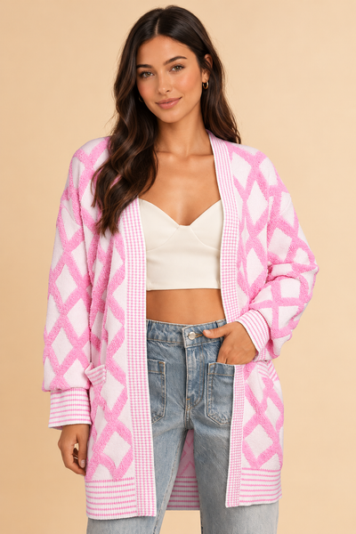 Cotton Candy Lattice Cardigan
