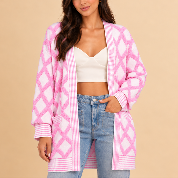 Cotton Candy Lattice Cardigan