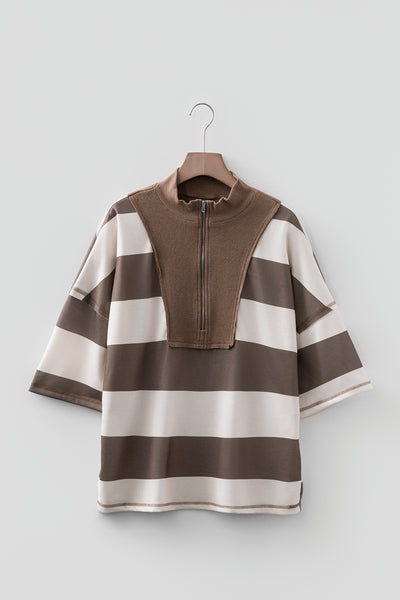 Retro Rib Zip Mockneck Pullover