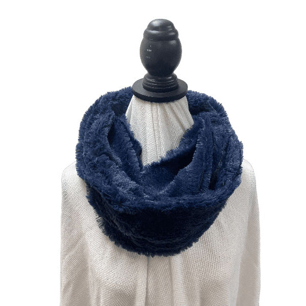 Love Kuza Navy Blue Plush Faux Fur Infinity Scarf – Love, Kuza