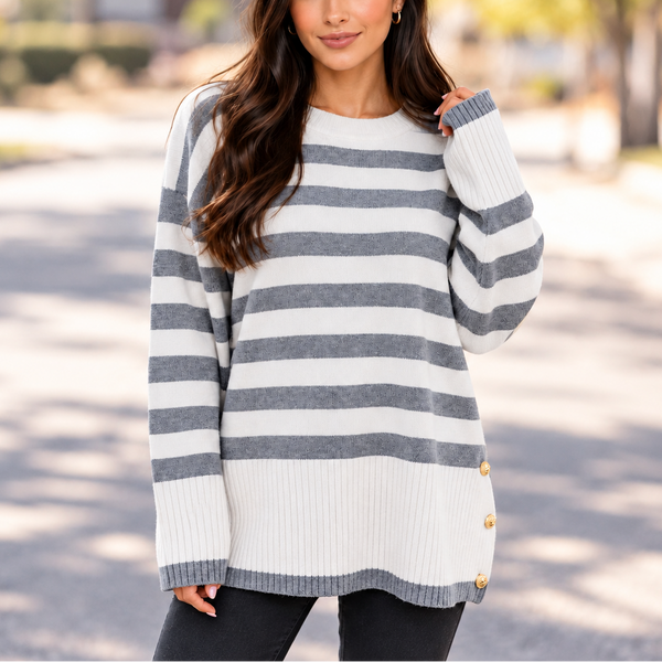 Harbor Breeze Button Sweater