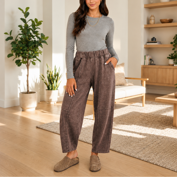 Cocoa Drift Mineral Wash Barrel Pants