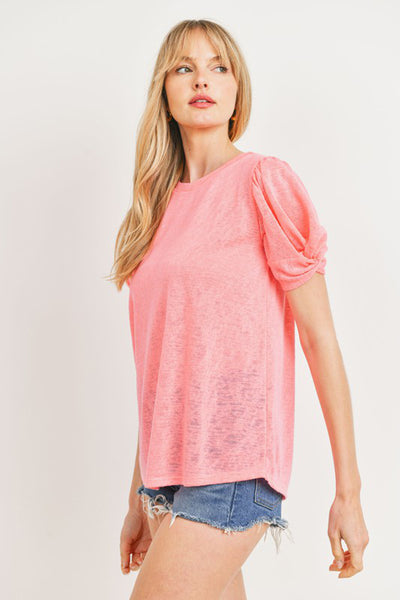 Sunny Day Slub Puff Sleeve Top