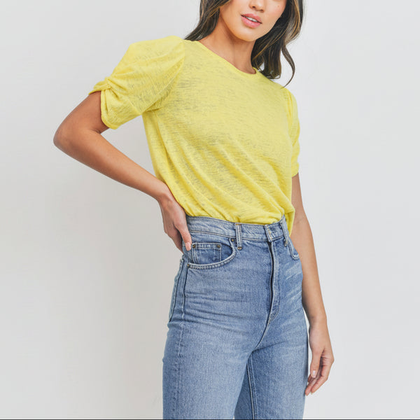 Sunny Day Slub Puff Sleeve Top