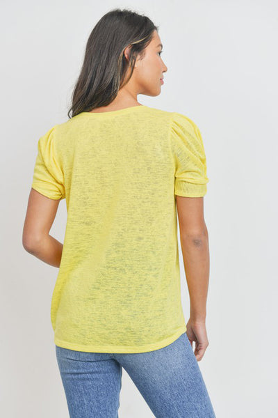 Sunny Day Slub Puff Sleeve Top