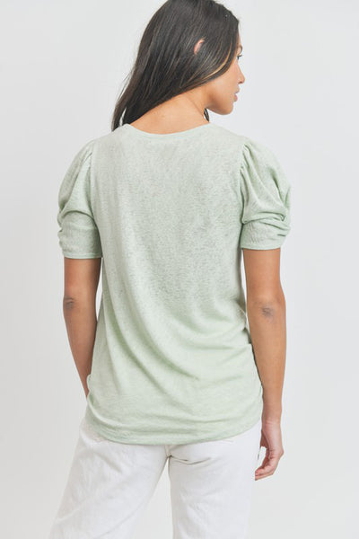 Sunny Day Slub Puff Sleeve Top