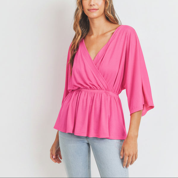 Sunlit Grace Surplice Peplum Top
