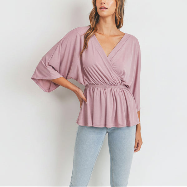Sunlit Grace Surplice Peplum Top